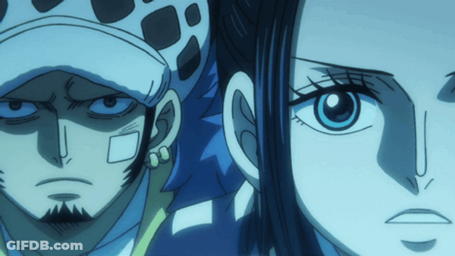 Trafalgar Law And Nico Robin Looking GIF