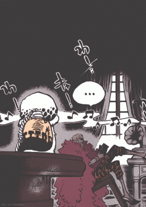 Trafalgar Law Den Den Mushi Staring Doflamingo GIF