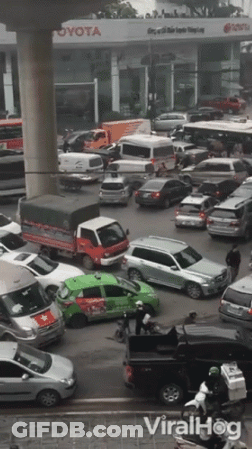 Traffic Under A Bridge Overpass GIF
