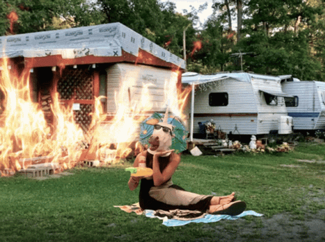 Trailer Park Burning In Fire GIF
