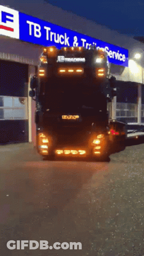 Trailer Truck Dancing Headlights GIF