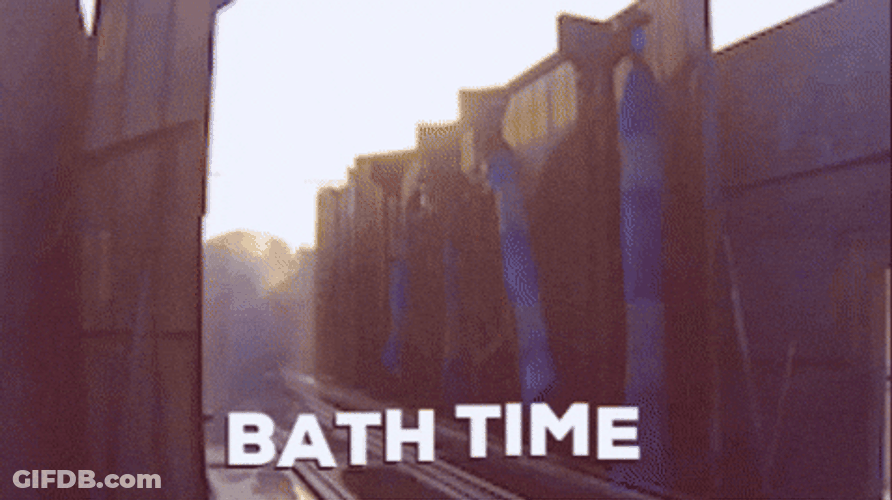 Train Bath Time Passes Through Machine GIF