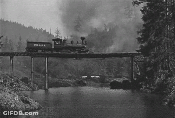 Train Crash Falling Down On Bridge GIF