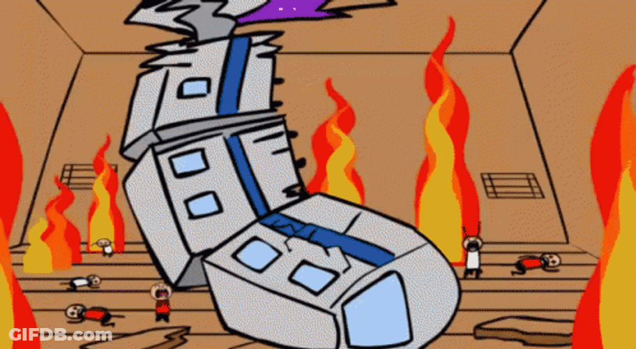 Train Crash Inside The House Cartoon GIF