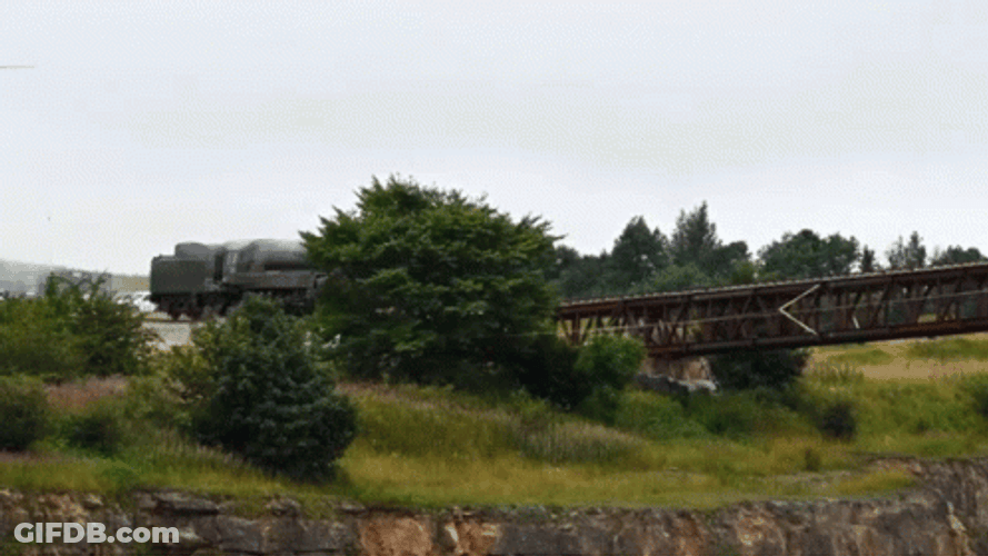 Train Crash Jump Off Cliff And Smashed Out GIF