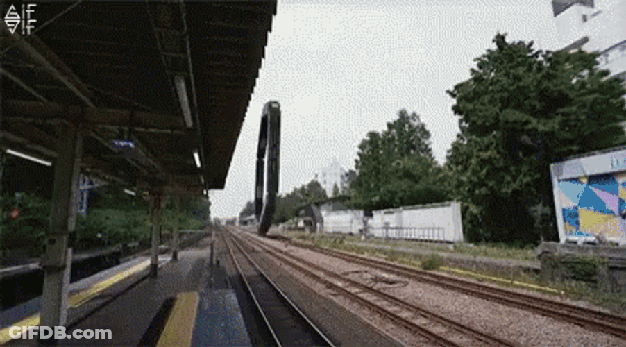 Train Crash Moving Insne In Cartwheel GIF