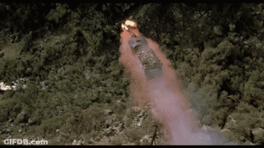 Train Crash On Cliff While Burning GIF