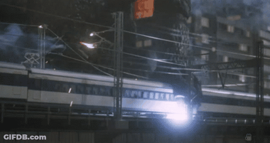 Train Crash Pull By Godzilla GIF