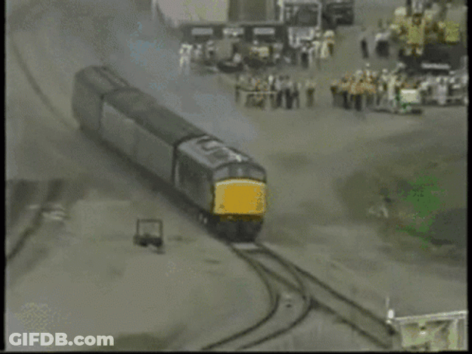 Train Crash Smashes Into A Nuclear Container GIF
