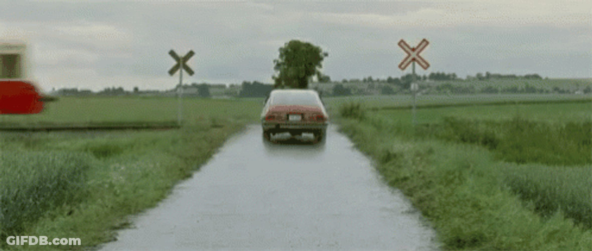Train Crash The Car While Running GIF