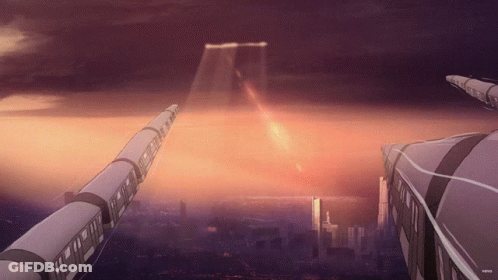 Train Crossing Bridge Purple Sky GIF