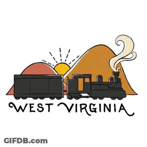 Train In West Virginia With Sun Behind It GIF