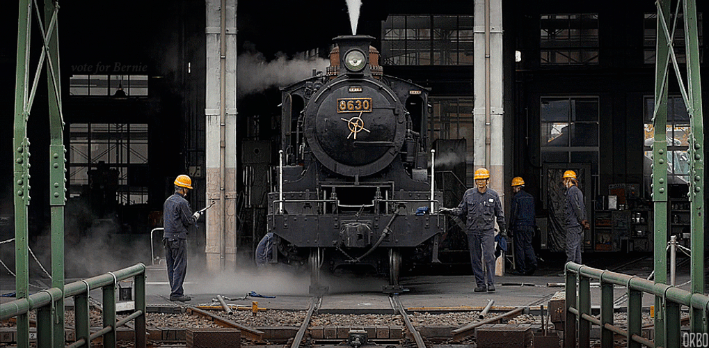 Train Smoke In Museum GIF