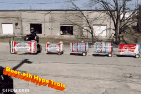 Train With Budweiser Barrels Saying Beer Eth Hype Train GIF
