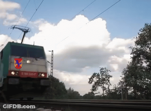 Train With Crest Going Down Track GIF
