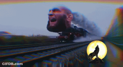 Train With Man's Head Front GIF