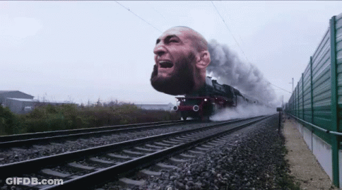 Train With Man's Head On It GIF