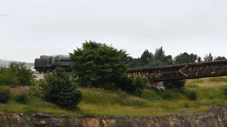 Train Wreck Devastating Cliff Jump GIF