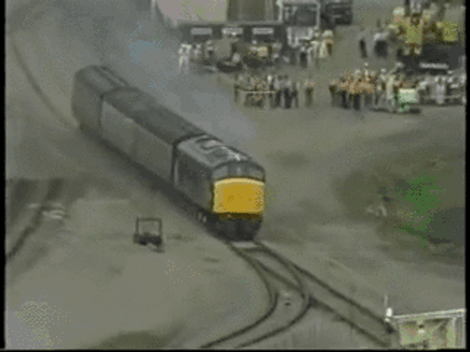 Train Wreck Smashing & Exploding GIF