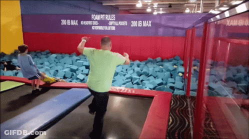 Trampoline With Foam Pit Rules GIF