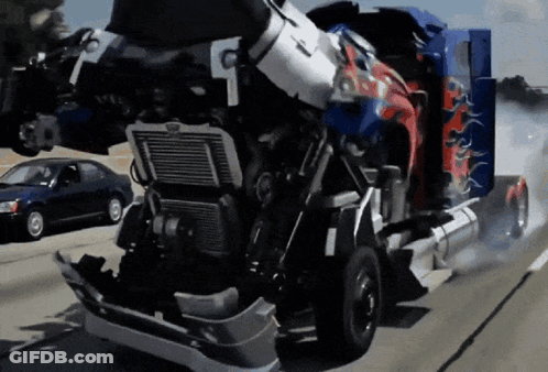 Transformer Driving Down Highway Head Down GIF