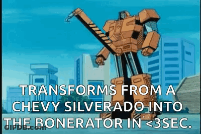 Transformer Transforming From Chevy Silverado Into Boneator GIF