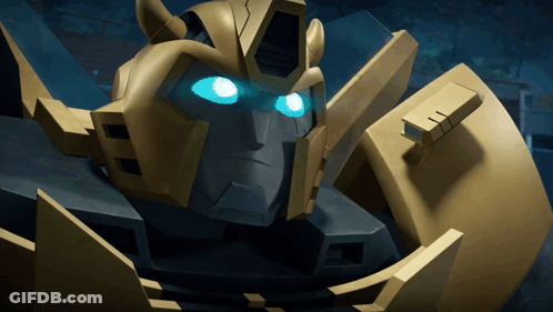 Transformer With Blue Eyes And Horns GIF