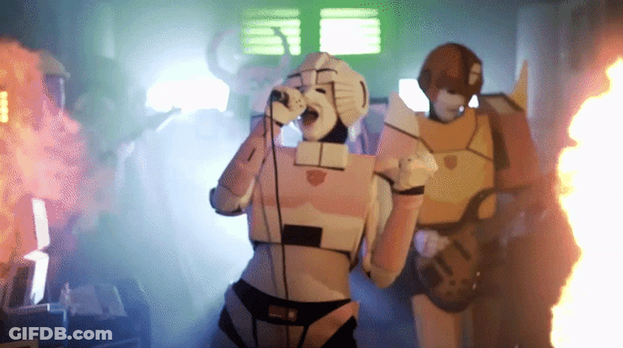 Transformers Cosplay Band Playing GIF