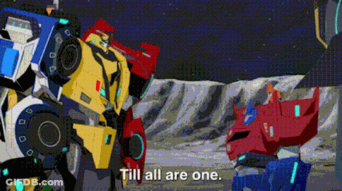 Transformers Standing Together Talking GIF