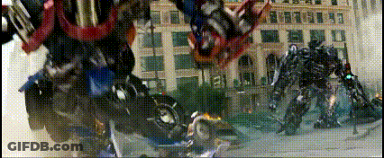 Transformers Walking Down Street GIF
