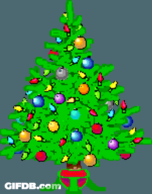 Transparent Anime Christmas Tress Blinking Lights GIF
