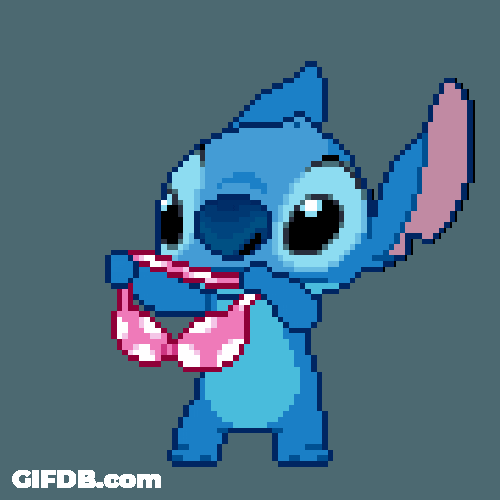 Transparent Anime Cute Stitch Wearing Headband GIF