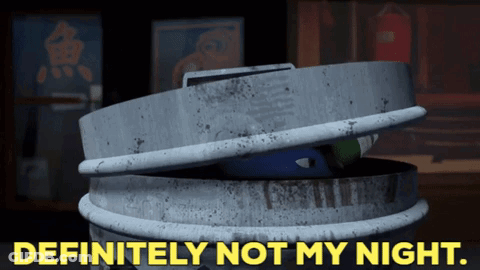 Trash Can With Open Lid Definitely Not My Night GIF
