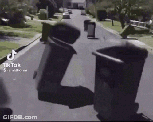 Trash Cans On Side Of Road GIF