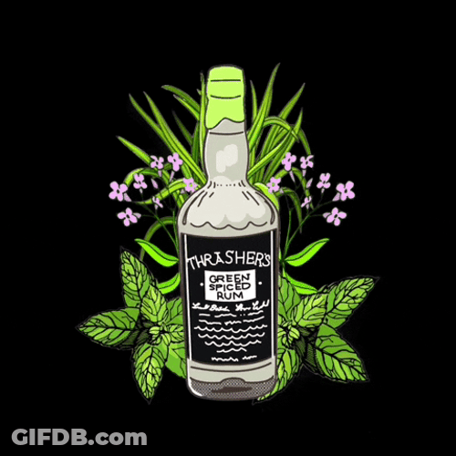 Trashers Green Spice Rum Bottle GIF
