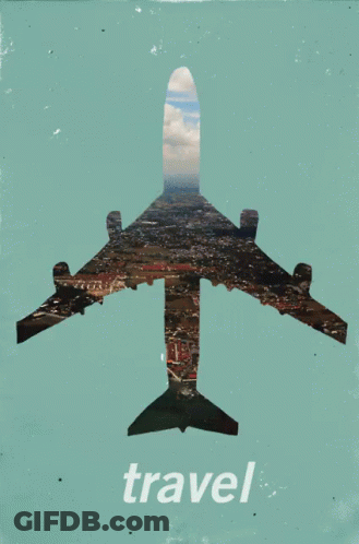Travel Poster With Airplane Saying Travel GIF