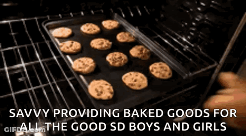 Tray Of Cookies In Oven Savvy Providing Baked Goods For All The Good SD Boys And Girls GIF