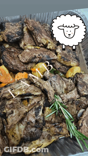 Tray Of Meat And Vegetables With Lamb GIF