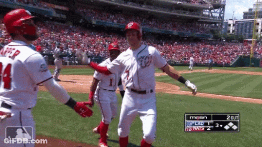 Trea Turner High Five With Team GIF