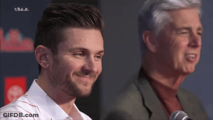 Trea Turner Smiling With Coach GIF