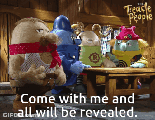 Treacle People Poster Stuffed Animals Sitting Around Table GIF
