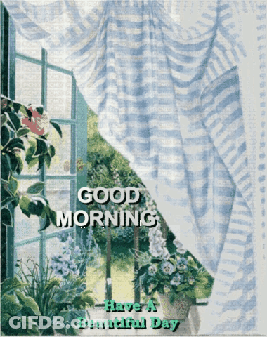 Tree In Field With Flowers And Sun Saying Good Morning GIF