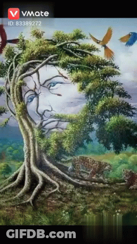 Tree Shaped Like Woman's Face GIF