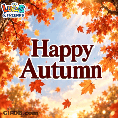 Tree With Leaves Saying Happy Autumn GIF