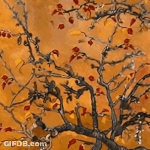 Tree With Red Leaves Painting GIF