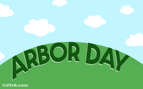 Trees On A Hill Arbor Day Illustration GIF
