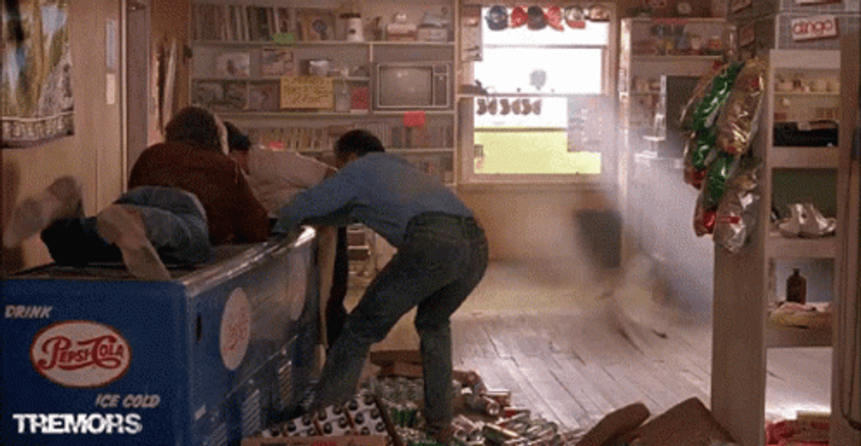 Tremors Graboid Attacking Inside Store GIF