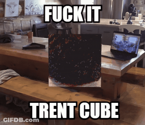 Trent Cube Meme With Cake GIF