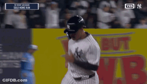 Trent Grisham Runs To First Base During A Baseball Game GIF
