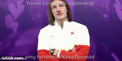 Trevor Lawrence Explaining Why He Reeks #KeepDarnold On Purple GIF
